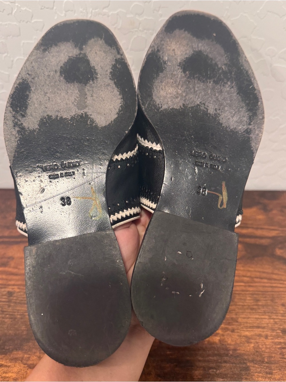 Altuzarra Leather Oxford Mules  Black Leather Slip-On White Trim Academia 38 7.5 - Picture 5 of 6